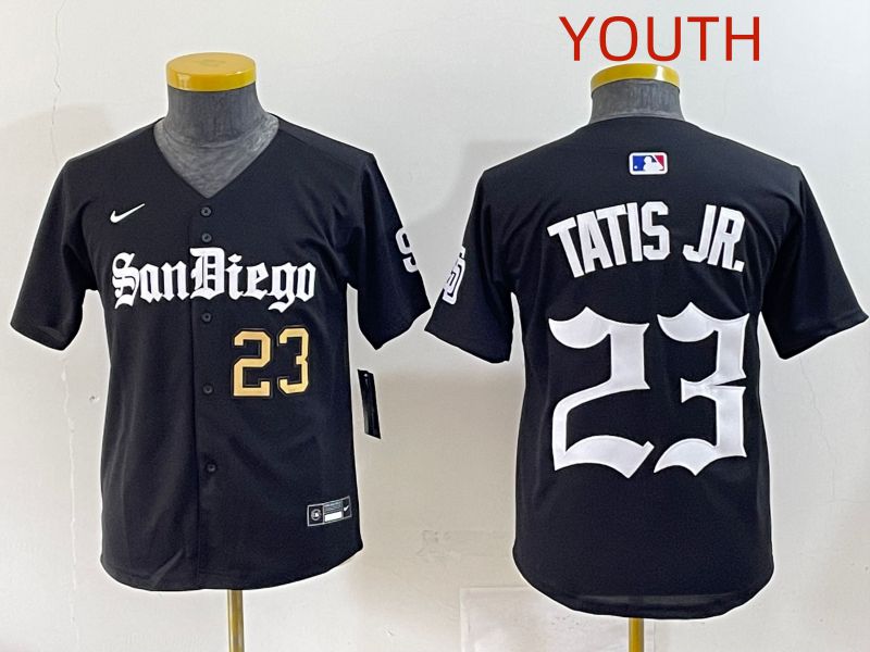 Youth 2025 San Diego Padres #23 Tatis jr Black Five generations Joint Name Nike MLB Jersey style 4->youth mlb jersey->Youth Jersey